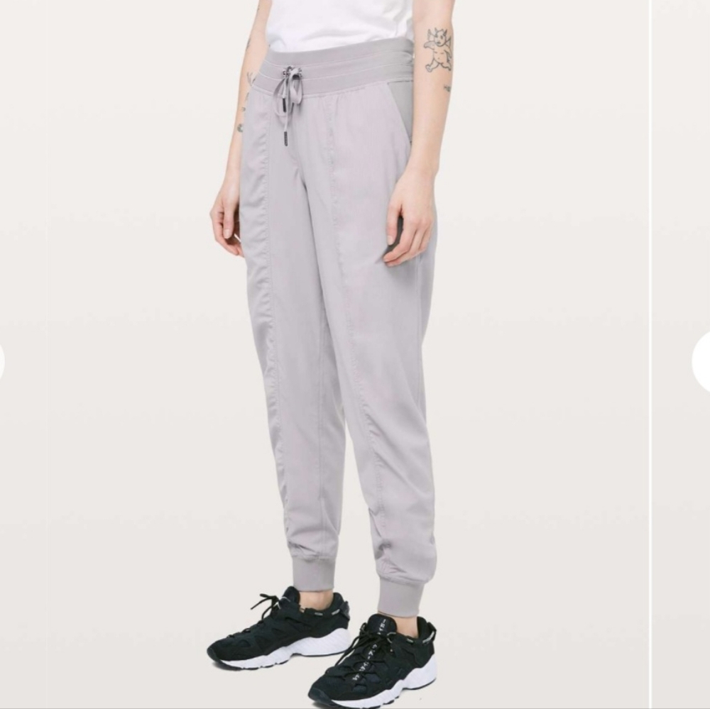 Lululemon Dance Studio Jogger 6 Dark Chrome Tapered Ruched Athletic Gray Tie